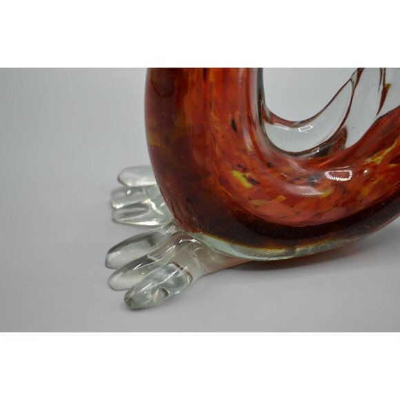 Blown Glass Rooster Figurine Red Clear Chicken Italian Style Vtg Handmade 9" - Picture 3 of 10